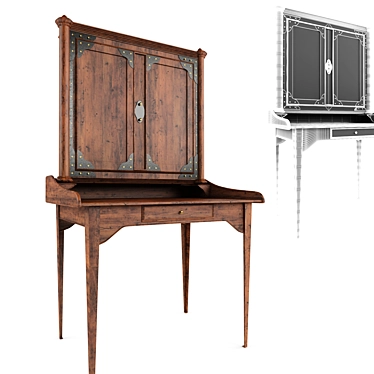 Vintage French Iron Secretary 3D model image 1 