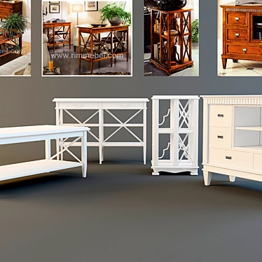 Elegant Living Room Furniture Set 3D model image 1 