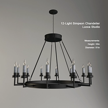 Luminous Elegance: Lucca 12-Light Simpson Chandelier 3D model image 1 