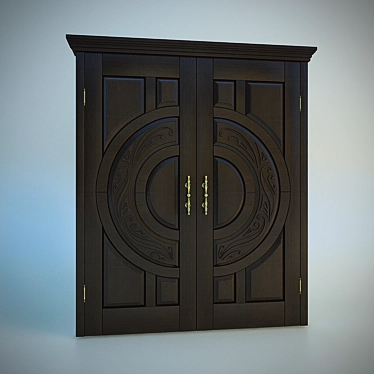 Door with carvings 3D model image 1 