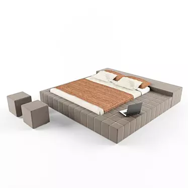 Sleek Square Bed by Bonaldo 3D model image 1 