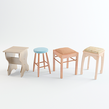 Versatile Stool Set | Textured & Authentic 3D model image 1 