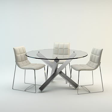 Modern Dining Set: BZ951 Table & BZ500S Chair 3D model image 1 