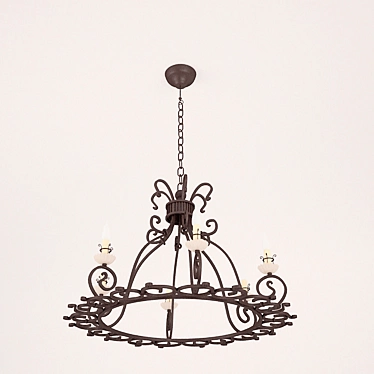 Elegant Wrought Iron Candle Chandelier 3D model image 1 