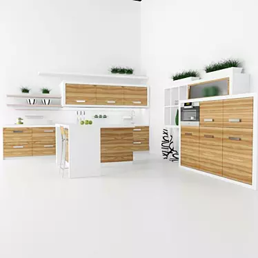 Stylish Kitchen Set 3D model image 1 
