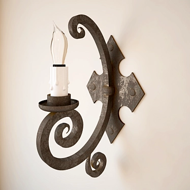 Handcrafted Iron Sconce 3D model image 1 