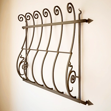 Elegant Wrought Iron Window Grille 3D model image 1 