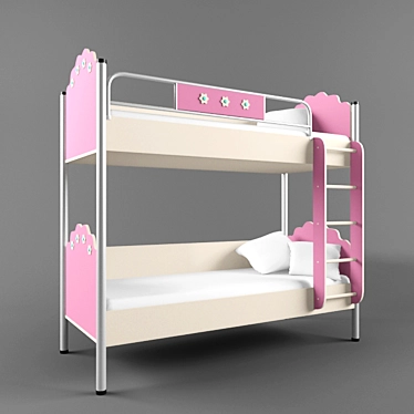 "Striped Race" Girls' Bunk Bed 3D model image 1 