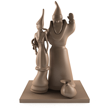 Santa Claus and Snow Maiden Figurine 3D model image 1 