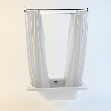 Chic Chrome Bathroom Curtains 3D model image 1 