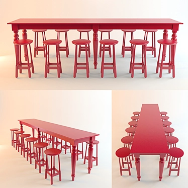 Sleek Bar Table Set 3D model image 1 