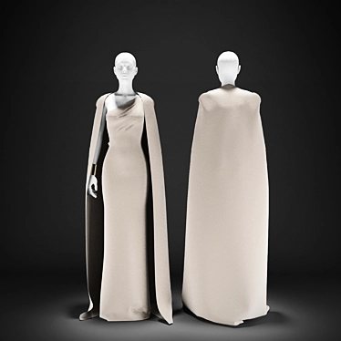 Elegant Cape Evening Dress 3D model image 1 