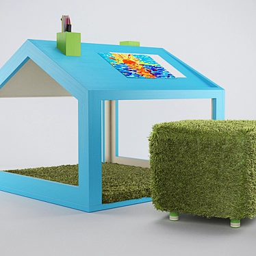 Playful Summer Cabin: Children's Table-Playhouse 3D model image 1 