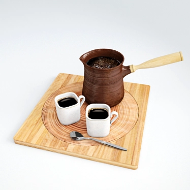 Title: Abkhazian Ceramic Coffee Set 3D model image 1 