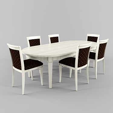 Elegant Selva Dining Set 3D model image 1 