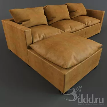Delillah Leather Sofa 3D model image 1 