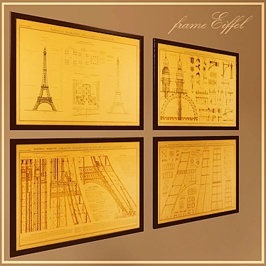 Eiffel Tower Drawings Framed 3D model image 1 