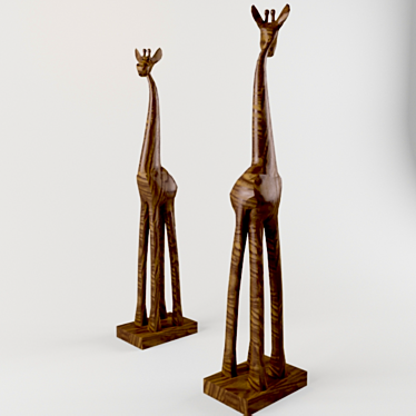 Wooden Giraffe Sculpture 3D model image 1 