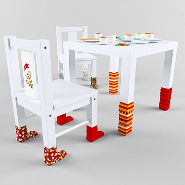 Kids Table and Chairs 3D model image 1 