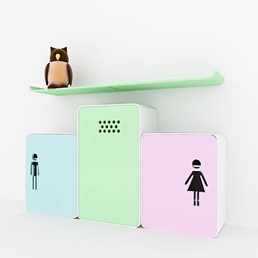 Kids Owl Locker and Shelves 3D model image 1 
