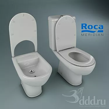 Roca Meridian Toilette & Bidet Set 3D model image 1 