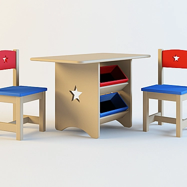 Kids Table and Chairs 3D model image 1 