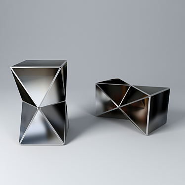 Elegant Reflections: Faceted Mirror Side Table 3D model image 1 