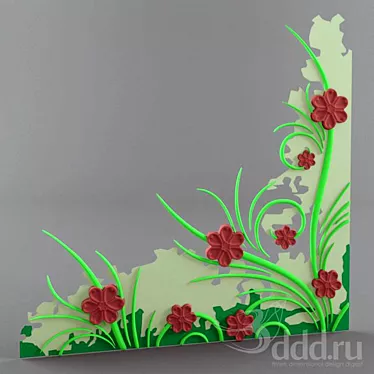 Elegant Rose Wall Decor 3D model image 1 