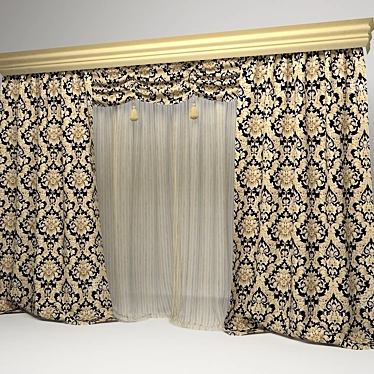 Elegant Tassel Curtains 3D model image 1 