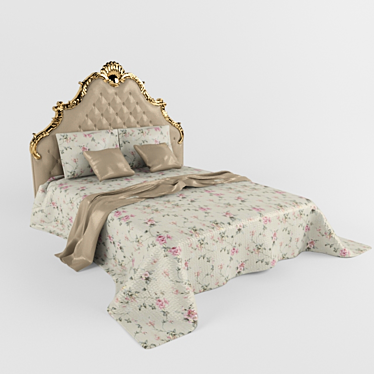 Elegant Classic Bed 3D model image 1 