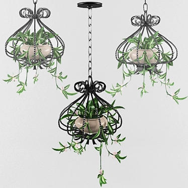 Elegant Bloom: Hanging Flower Holder 3D model image 1 