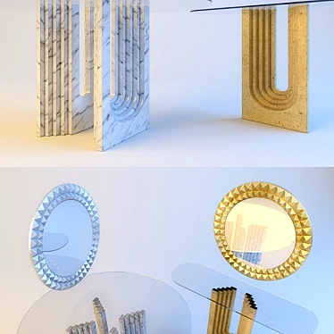 Cattelan Naxos Console: Egyptian Inspired Mirrors 3D model image 1 