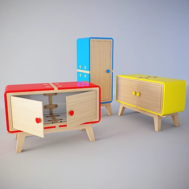 Keramos Modular Storage: Wood and Ceramic Cabinets 3D model image 1 