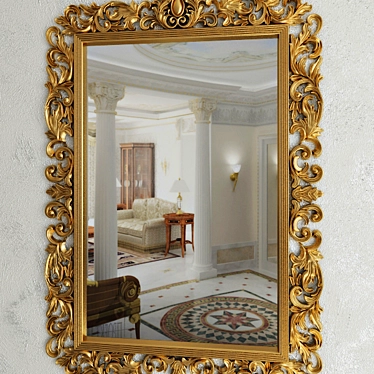 Title: Golden Patterned Mirror 3D model image 1 