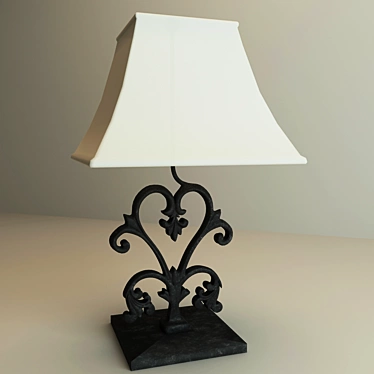 Metal Table Lamp with Fabric Shade 3D model image 1 