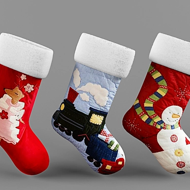 Title: Festive Christmas Socks 3D model image 1 