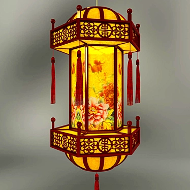 Elegant Oriental Style Chinese Lamp 3D model image 1 