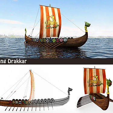 Nordic Voyager: Authentic Viking Longship 3D model image 1 