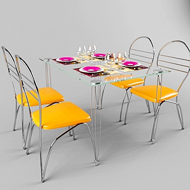 Versatile Dining Set: Table and Chairs 3D model image 1 