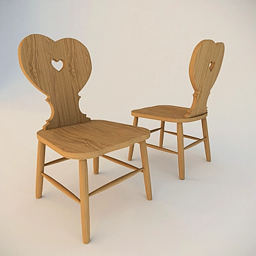 Heartwood Wooden Chair 3D model image 1 