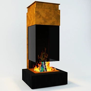 Modern Copper and Glass Fireplace Boley 74 3D model image 1 