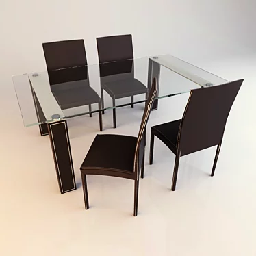  Italian Table & Chairs Set 3D model image 1 