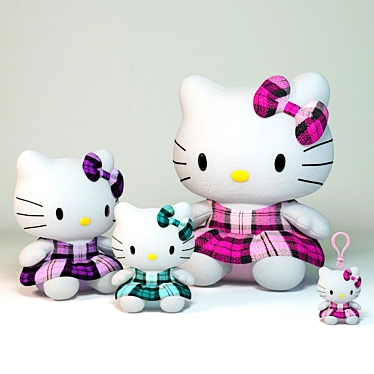 Hello Kitty Tartan Plush Toy 3D model image 1 