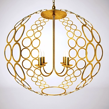 Tartufo Iron Chandelier: Antique Gold Finish 3D model image 1 