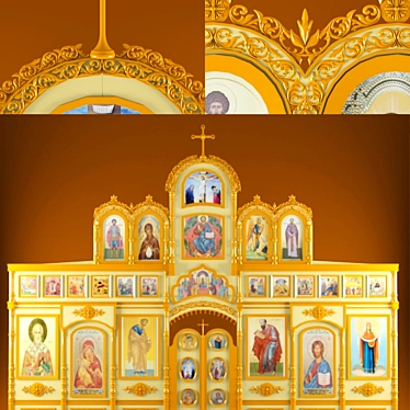 Orthodox Triple Iconostasis 3D model image 1 