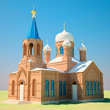 Orthodox Temple Model: Brick-Built 3D model image 1 