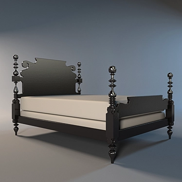 Quincy Bed: Rustic Charm Redefined 3D model image 1 