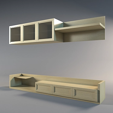 Classic Wall TV Unit - 3000mm Length, 400mm Depth 3D model image 1 