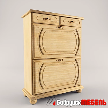 Elegant Oak Shoe Cabinet | Lv-1658 3D model image 1 