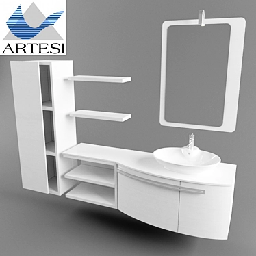 Sleek Quartz Vanity Set 3D model image 1 